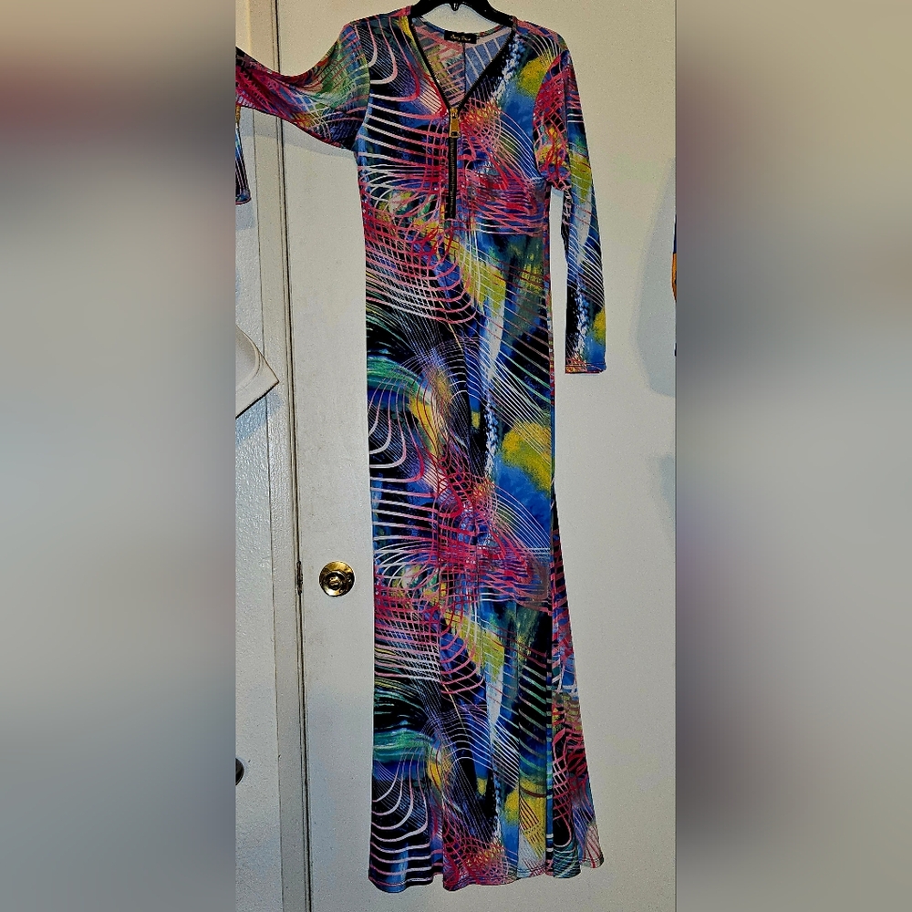Colorful Abstract Zip-Top Dress - Picture 2 of 5